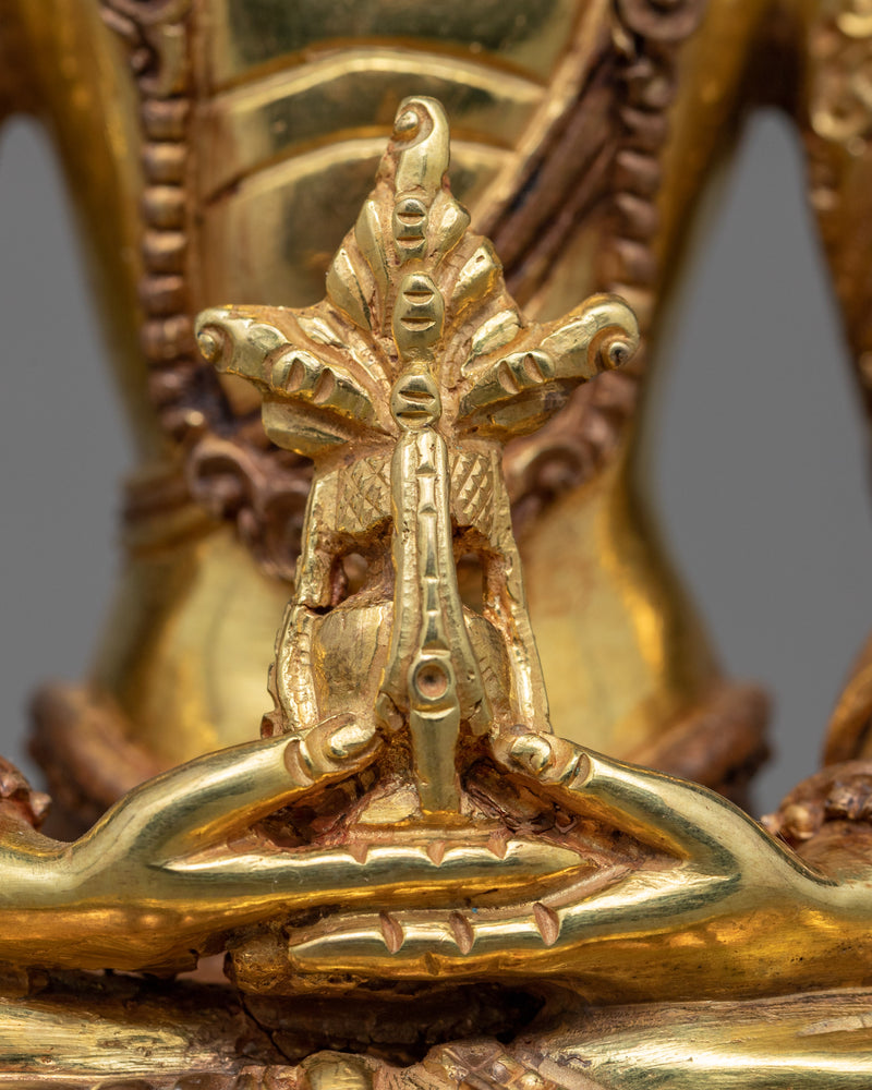 Tibetan Buddha Amitayus Hayagriva Sculpture | Gold Gilded Amitayus Statue For Practice