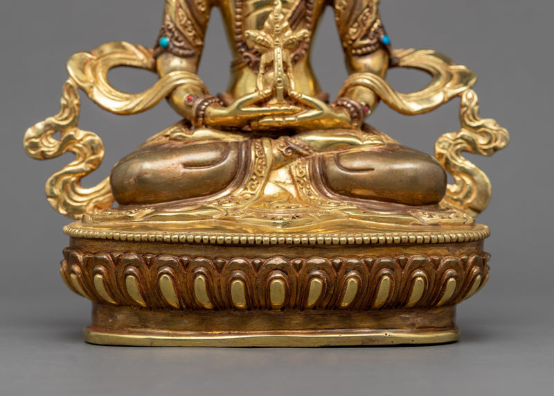 Tibetan Buddha Amitayus Hayagriva Sculpture | Gold Gilded Amitayus Statue For Practice