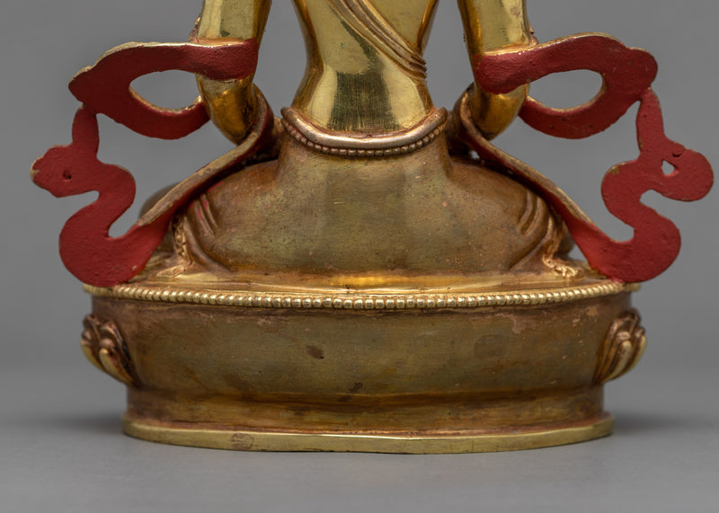 Tibetan Buddha Amitayus Hayagriva Sculpture | Gold Gilded Amitayus Statue For Practice