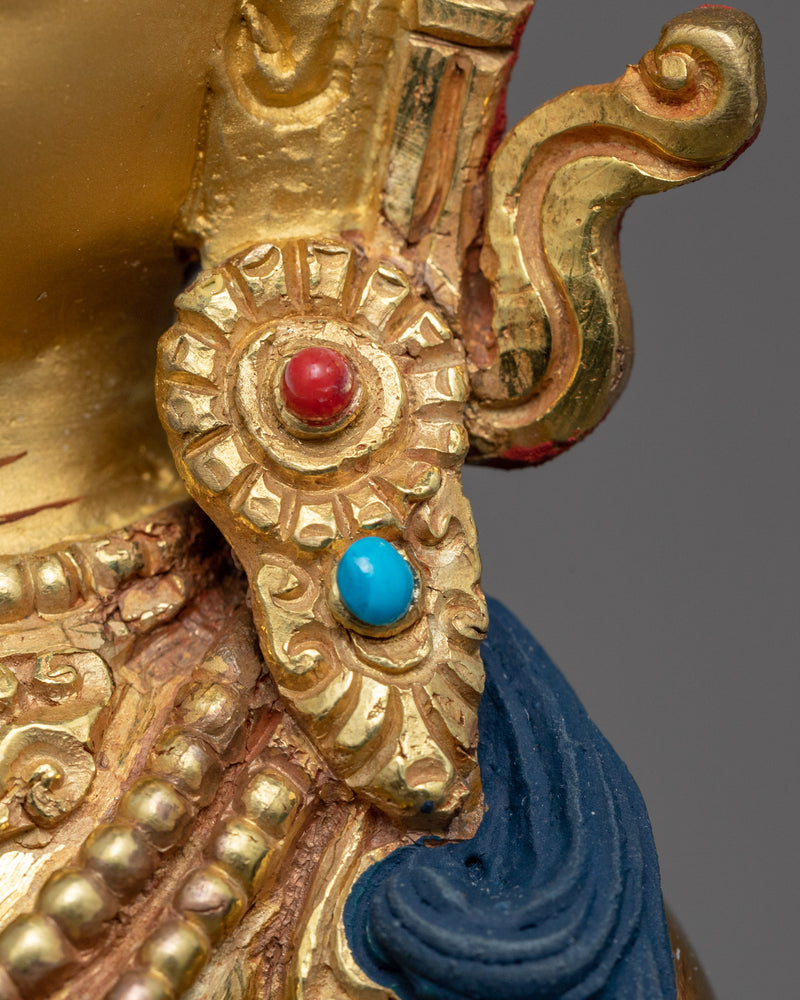 Tibetan Buddha Amitayus Hayagriva Sculpture | Gold Gilded Amitayus Statue For Practice