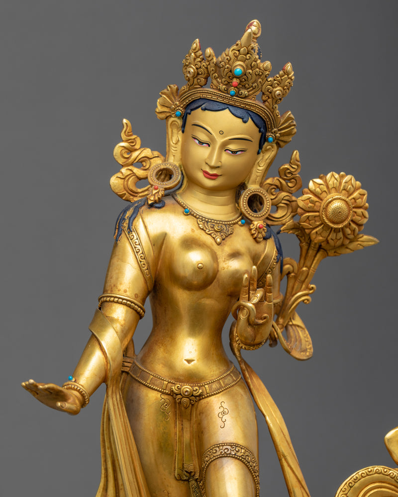 Standing Goddess Tara Statue | Mother Green Tara Sculpture For Daily Practice