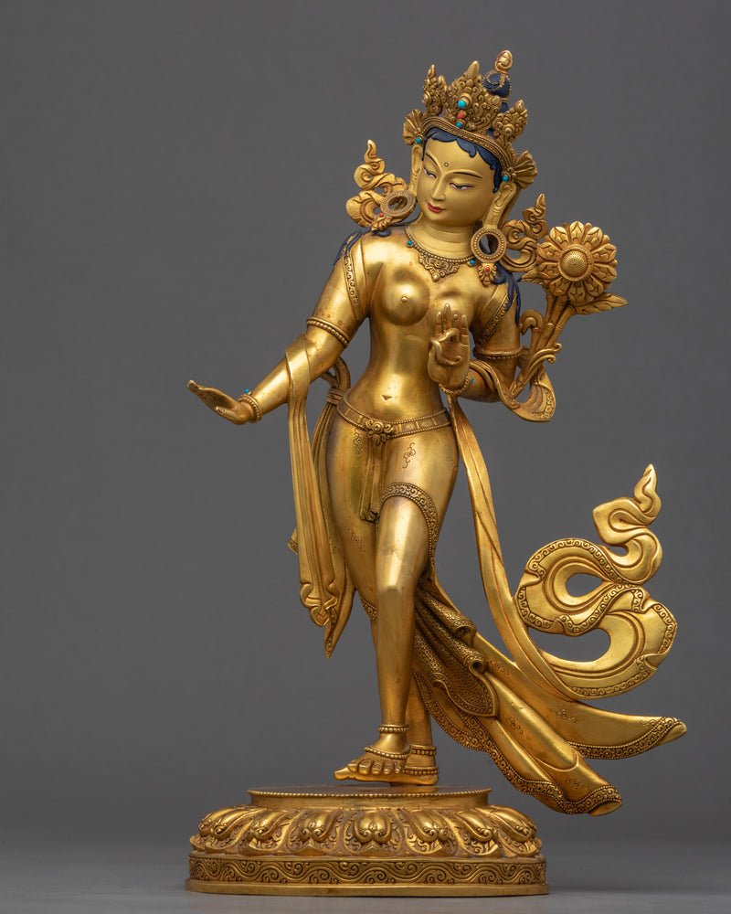 Standing Goddess Tara Statue | Mother Green Tara Sculpture For Daily Practice