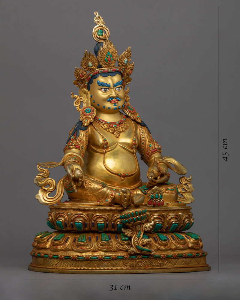 Yellow Jambhala Mantra Sculpture | Tibetan Wealth Deity Statue For Daily Practice