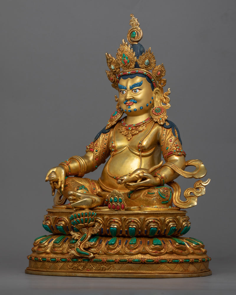 Yellow Jambhala Mantra Sculpture | Tibetan Wealth Deity Statue For Daily Practice