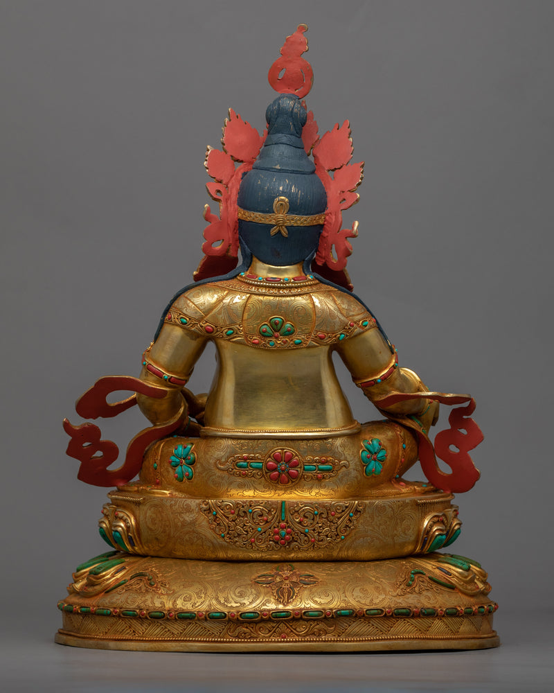 Yellow Jambhala Mantra Sculpture | Tibetan Wealth Deity Statue For Daily Practice