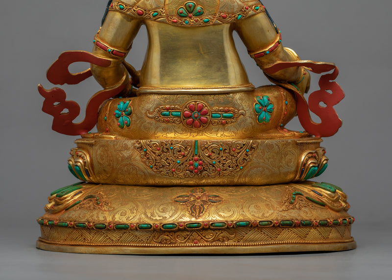 Yellow Jambhala Mantra Sculpture | Tibetan Wealth Deity Statue For Daily Practice