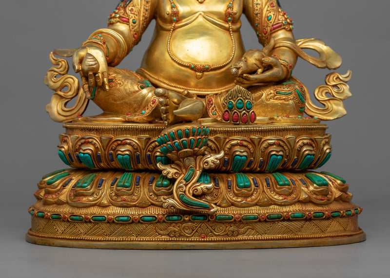 Yellow Jambhala Mantra Sculpture | Tibetan Wealth Deity Statue For Daily Practice