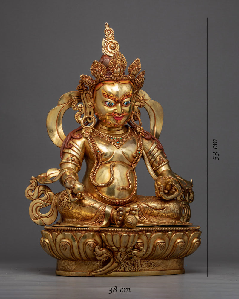 Gold-Gilded Dzambhala Sculpture | 24K Gold Hand Carved Statue