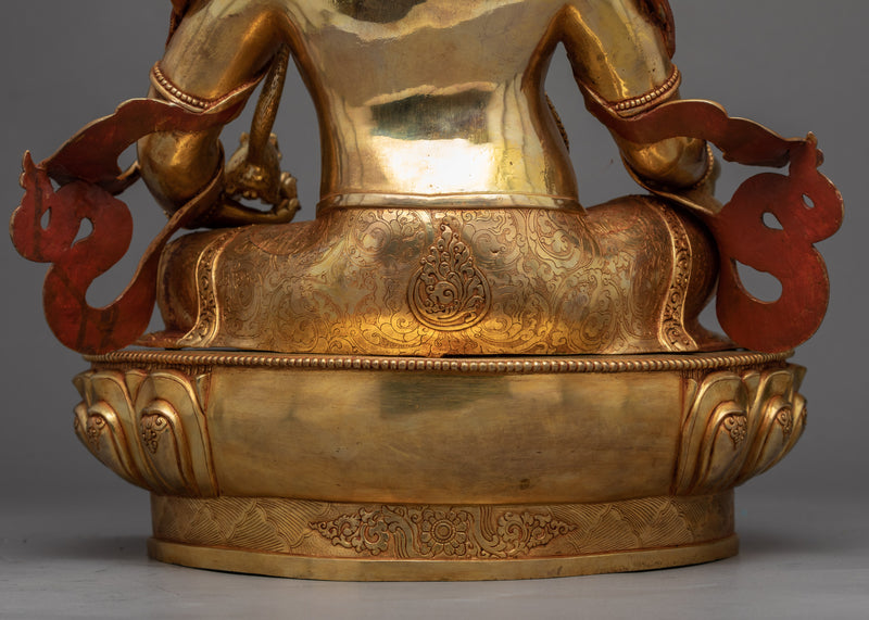 Gold-Gilded Dzambhala Sculpture | 24K Gold Hand Carved Statue