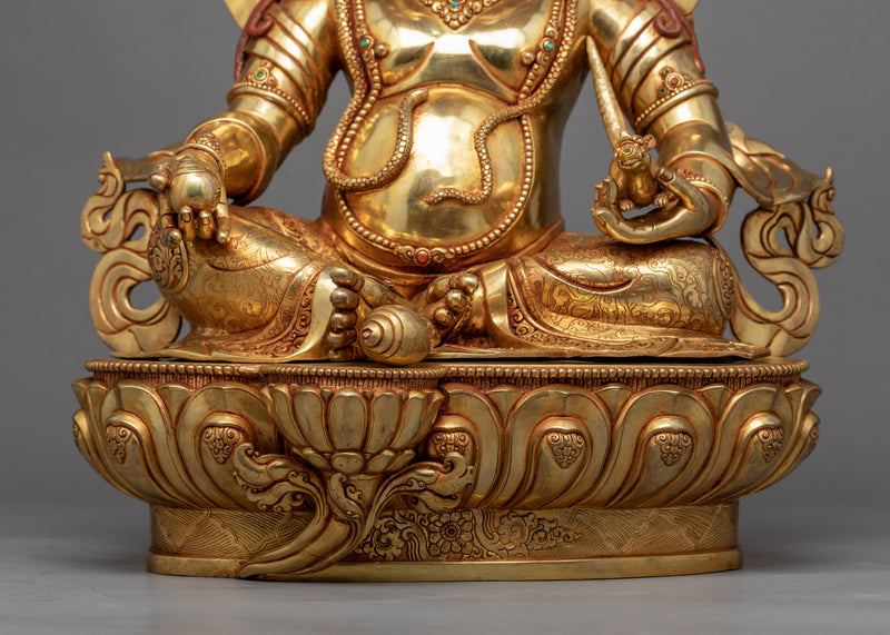 Gold-Gilded Dzambhala Sculpture | 24K Gold Hand Carved Statue