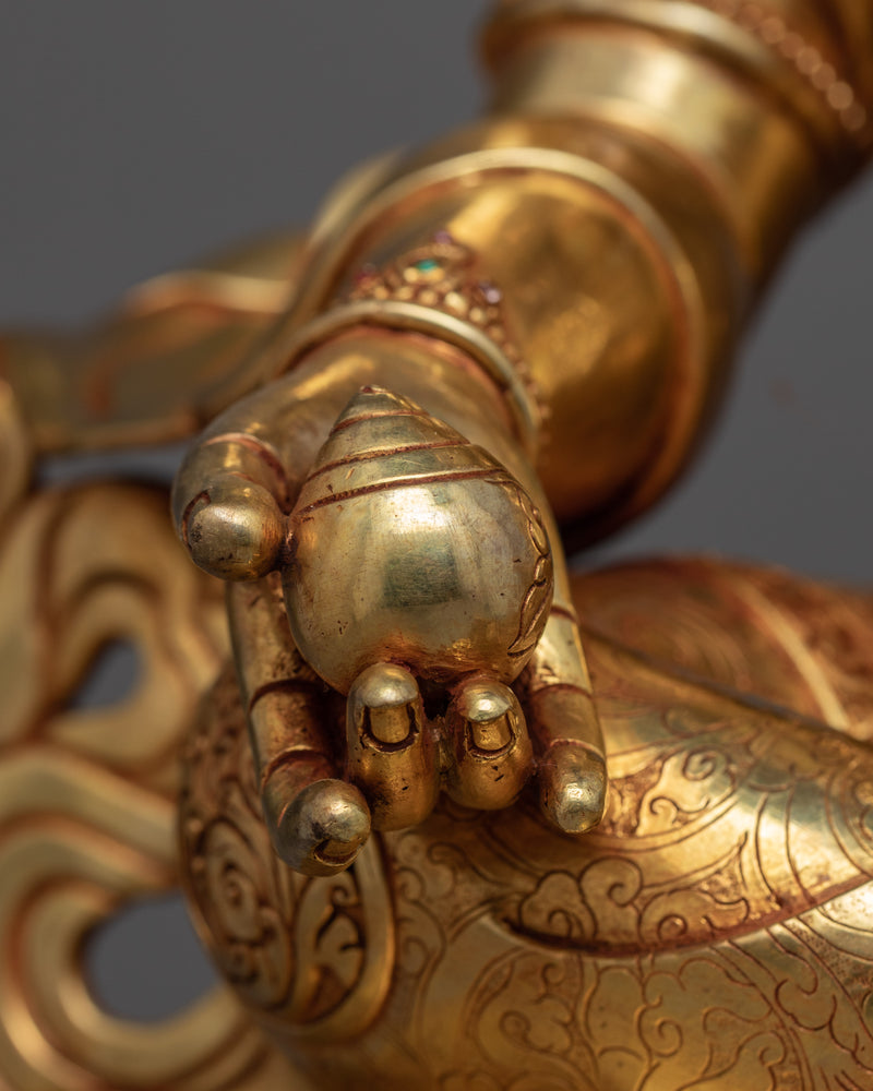 Gold-Gilded Dzambhala Sculpture | 24K Gold Hand Carved Statue