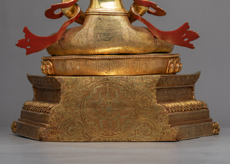 Gold-Gilded Statue For Amitayus Sutra Practice | Traditionally Hand Carved Art