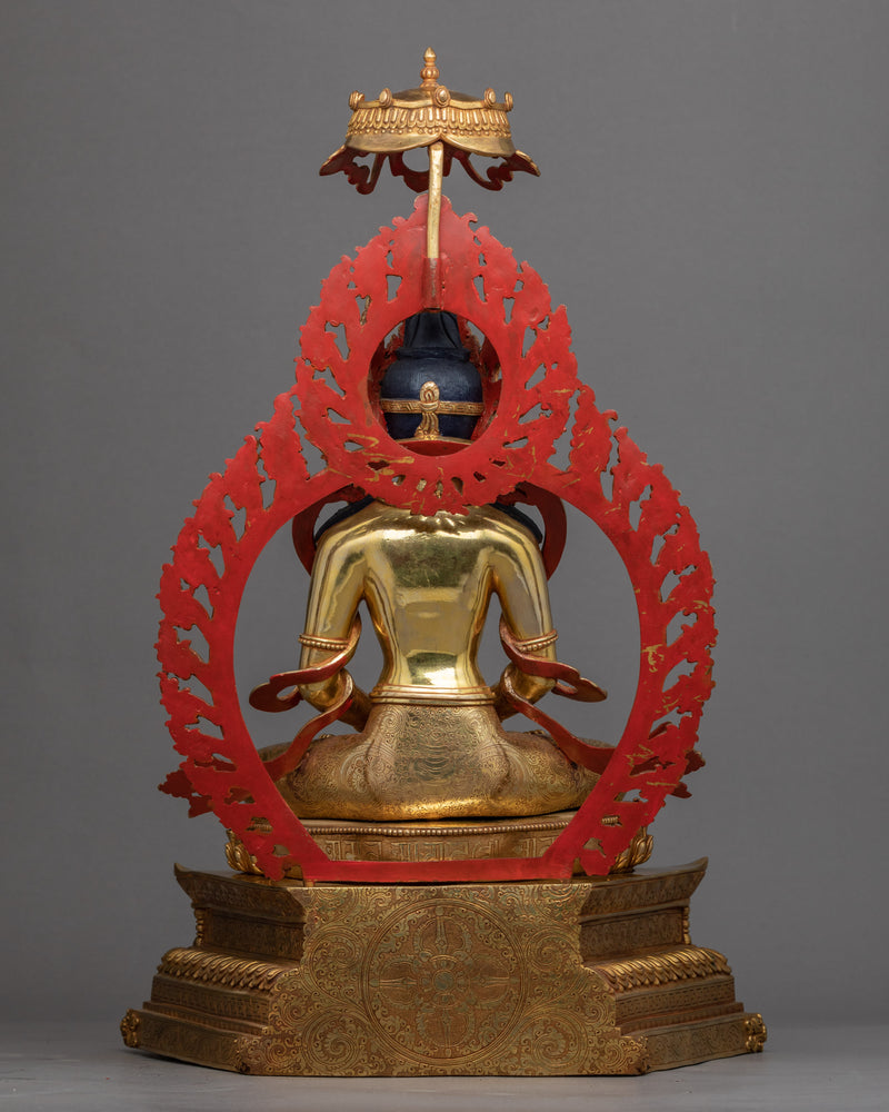 Gold-Gilded Statue For Amitayus Sutra Practice | Traditionally Hand Carved Art