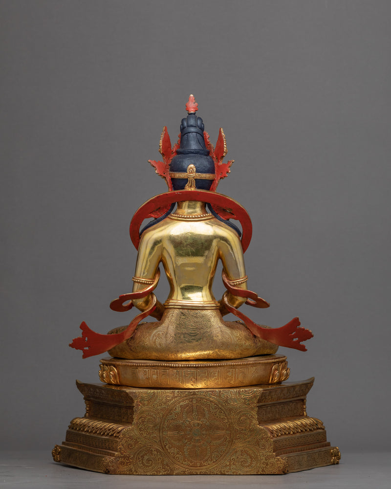 Gold-Gilded Statue For Amitayus Sutra Practice | Traditionally Hand Carved Art