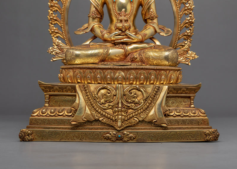 Gold-Gilded Statue For Amitayus Sutra Practice | Traditionally Hand Carved Art