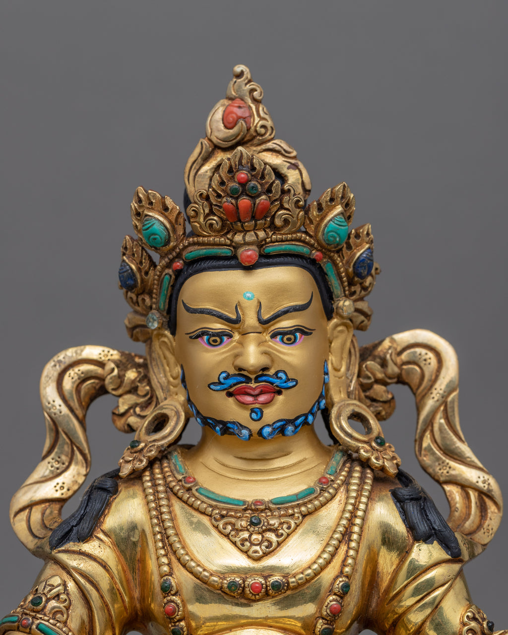 Om Dzambhala Mantra Practice Statue | Traditional Gold-Gilded Tibetan