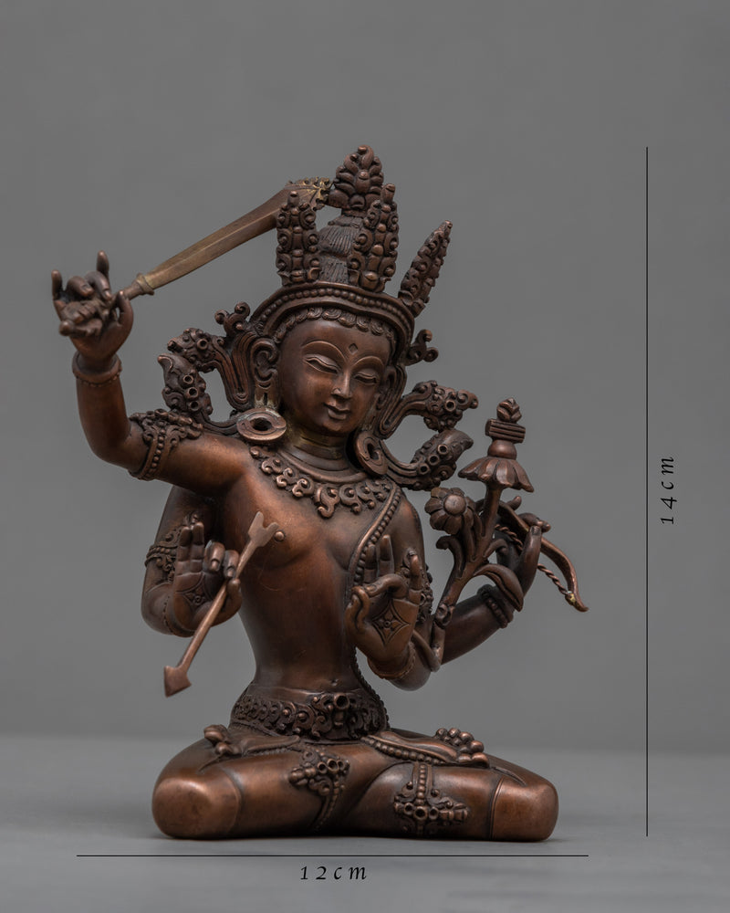 Black Manjushri Mantra Practice Statue | Bodhisattva Of Wisdom Sculpture