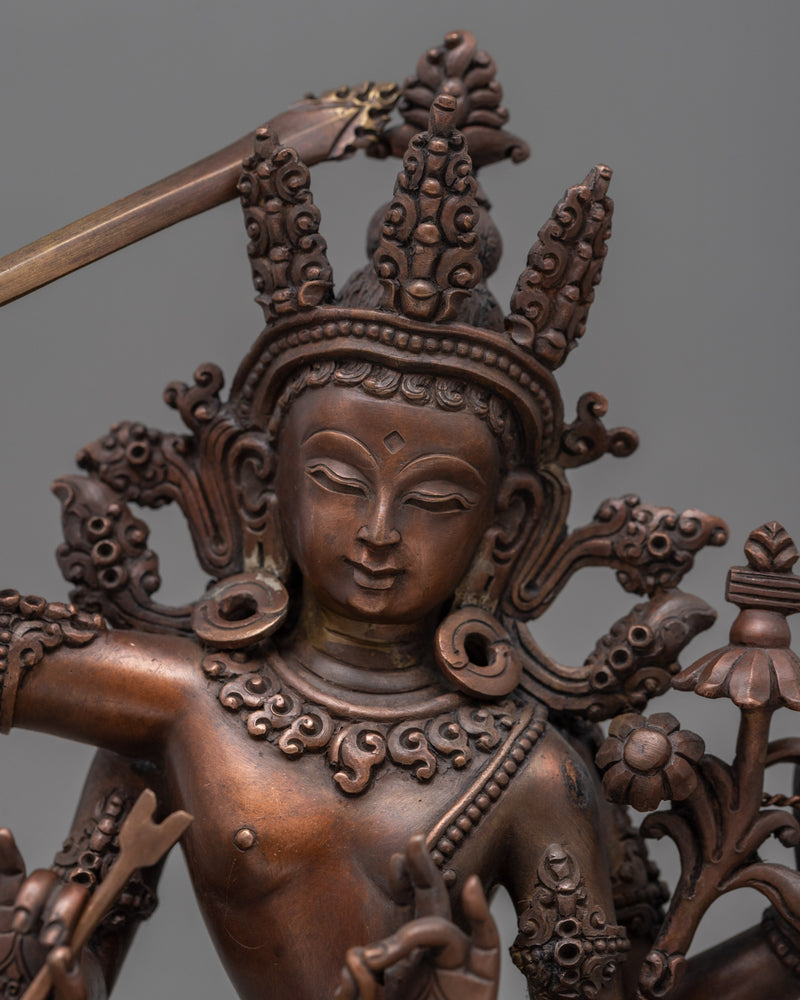 Black Manjushri Mantra Practice Statue | Bodhisattva Of Wisdom Sculpture