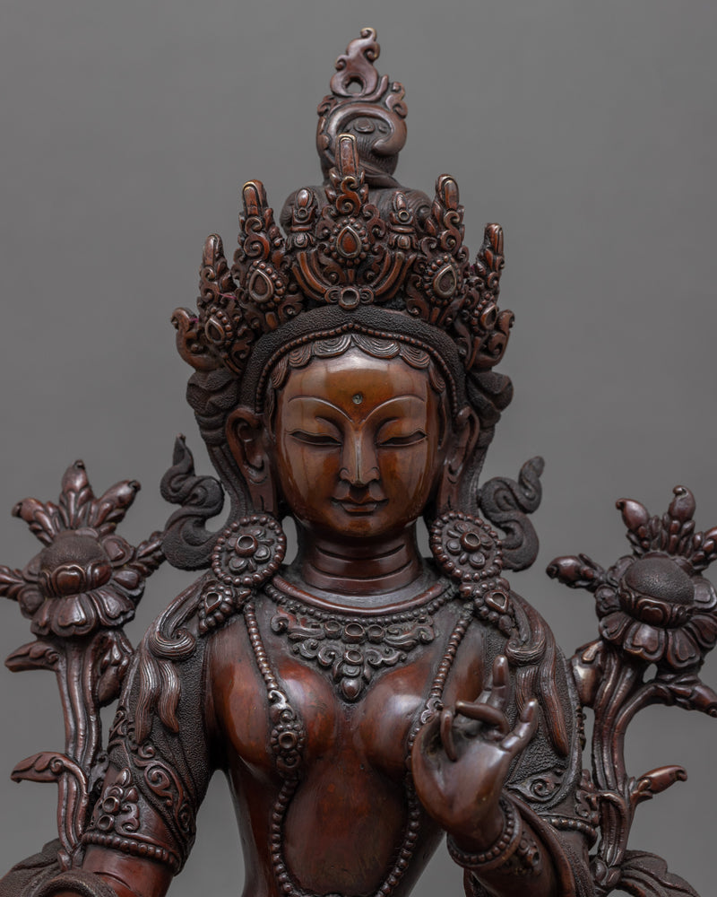 Goddess Green Tara Mantra Practice Statue | Traditional Tibetan Himalayan Art