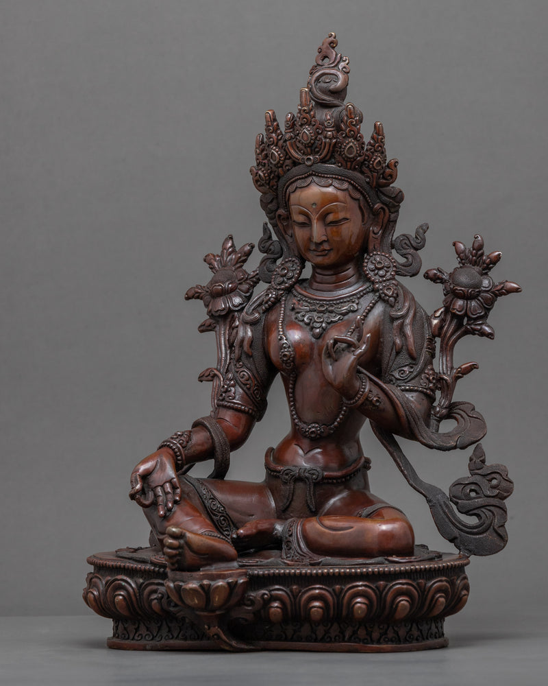 Goddess Green Tara Mantra Practice Statue | Traditional Tibetan Himalayan Art