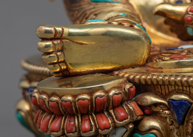 Green Tara Altar Statue | Gold-Gilded Tara Sculpture For Meditation