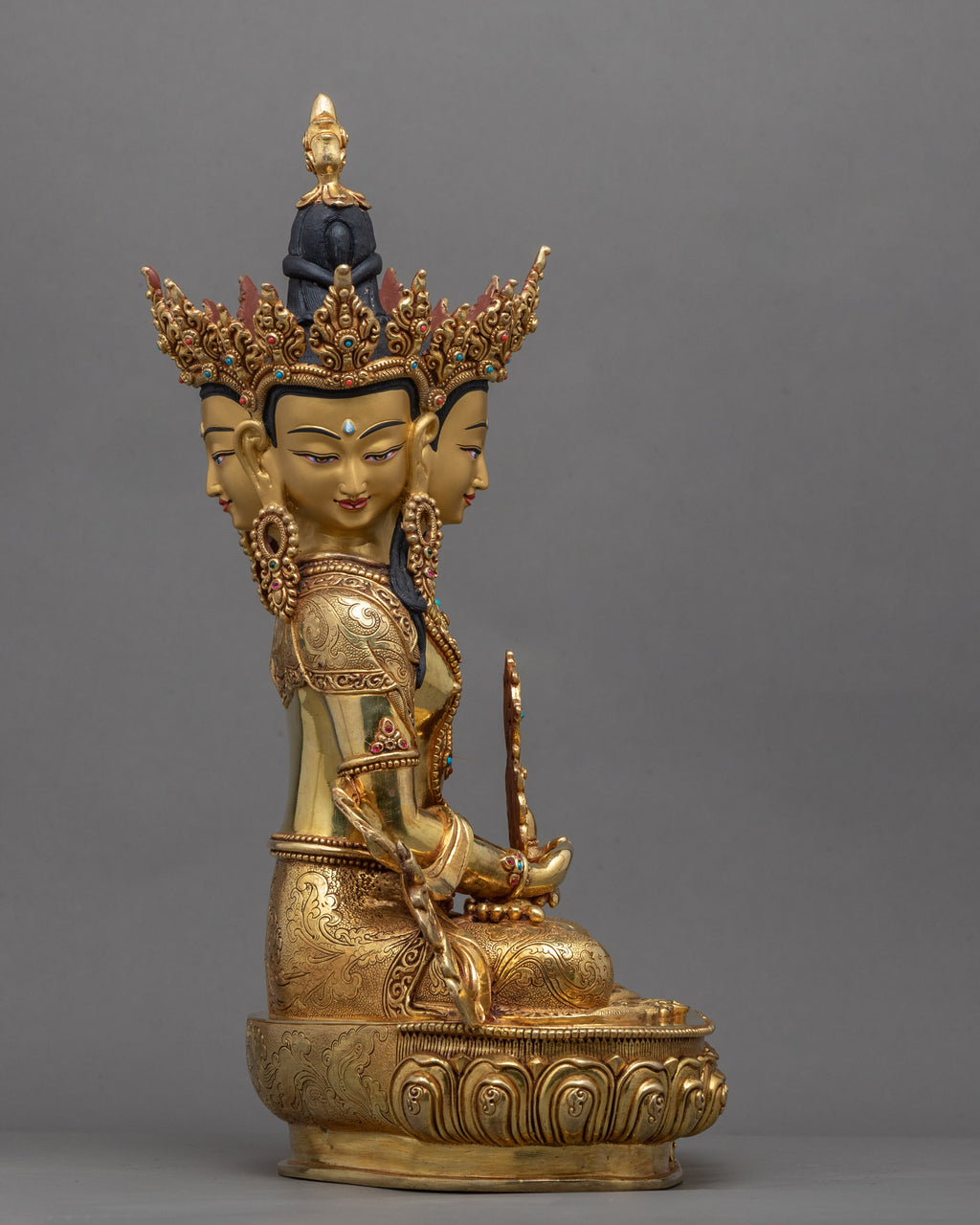 Vairocana Mantra Practice Statue | 24K Gold Hand Carved Statue