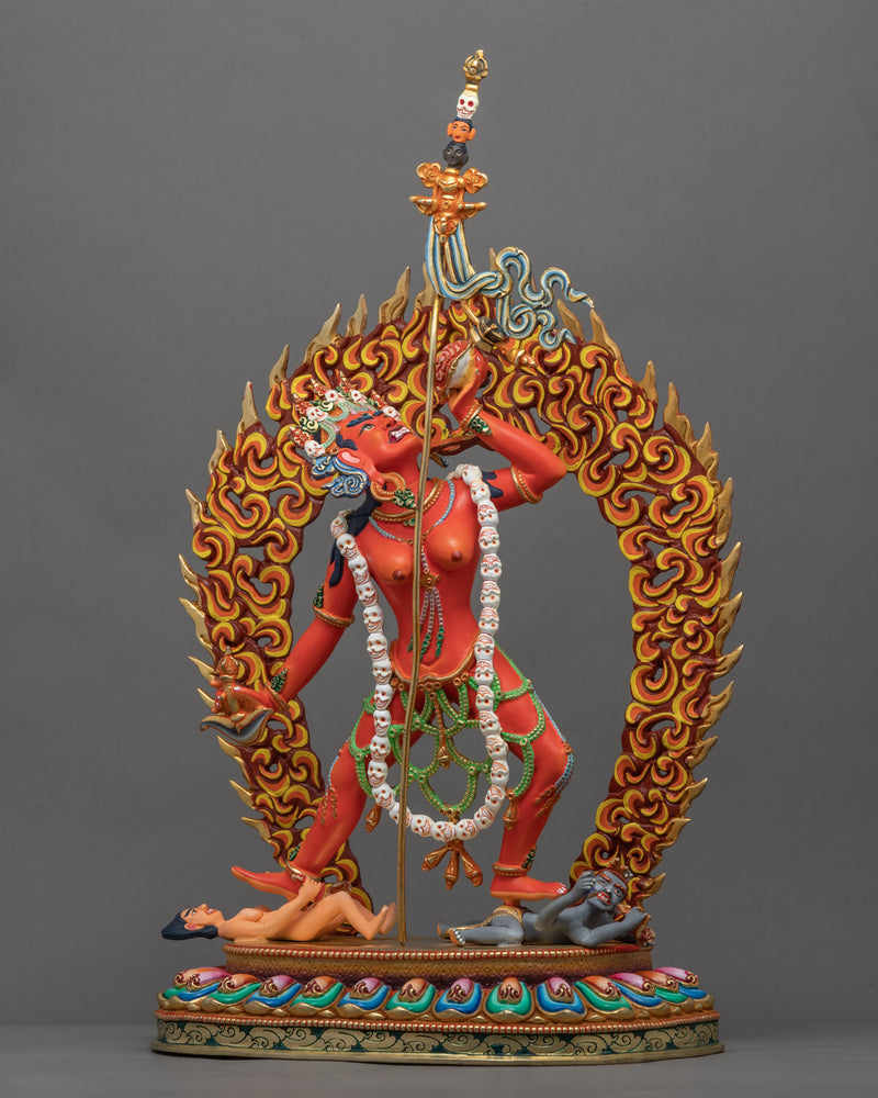 Gold Statue Of Dakini Vajrayogini Dance Posture | Traditional Himalayan Tibetan Dakini Art