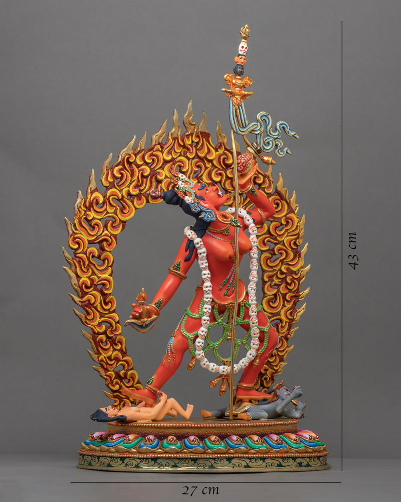 Gold Statue Of Dakini Vajrayogini Dance Posture | Traditional Himalayan Tibetan Dakini Art