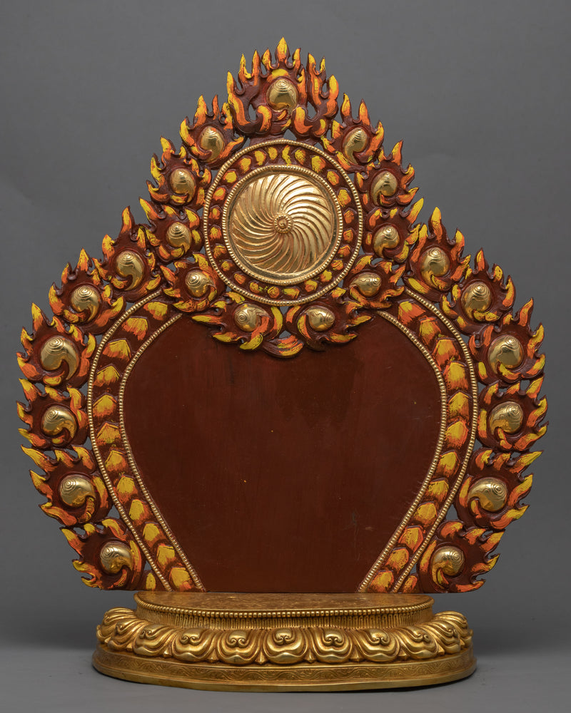 White Jambhala Mantra Sculpture | Gold Plated Himalayan Artwork