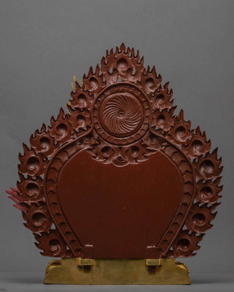 White Jambhala Mantra Sculpture | Gold Plated Himalayan Artwork