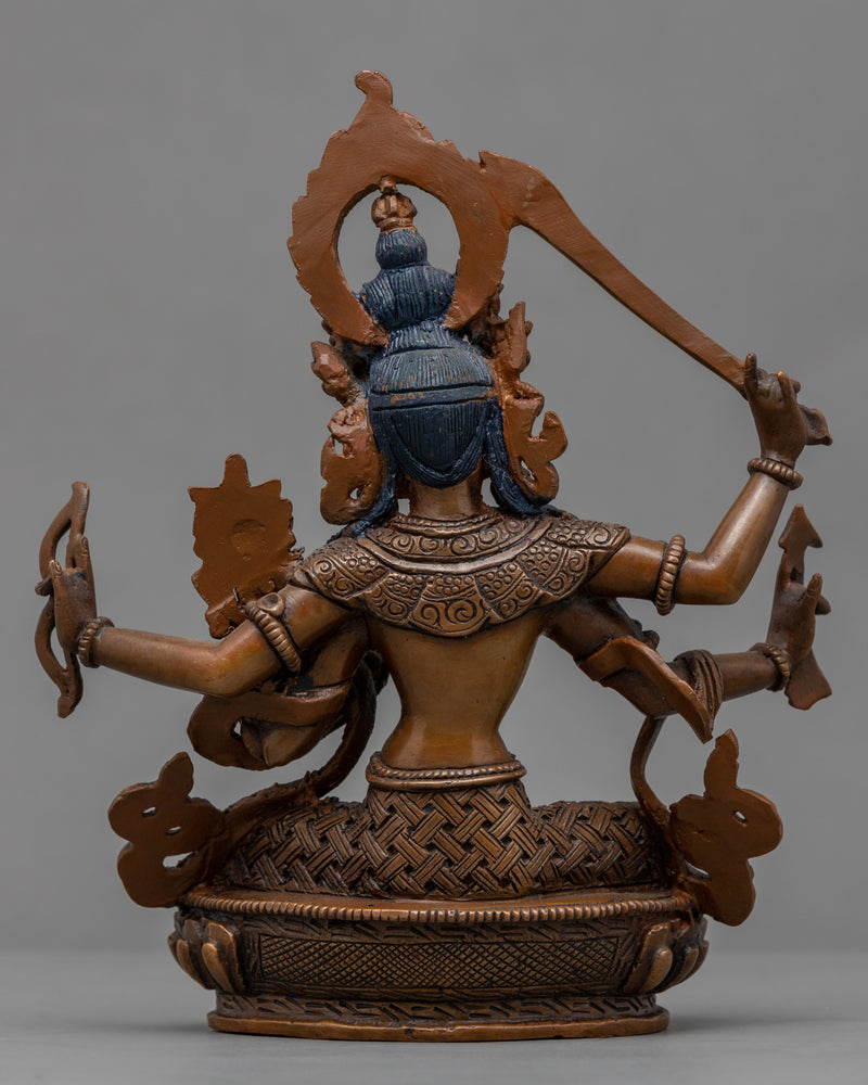 Red Manjushri Copper Statue | Tibetan Buddha Sculpture For Mindfulness