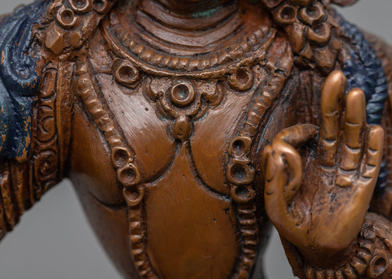 Red Manjushri Copper Statue | Tibetan Buddha Sculpture For Mindfulness