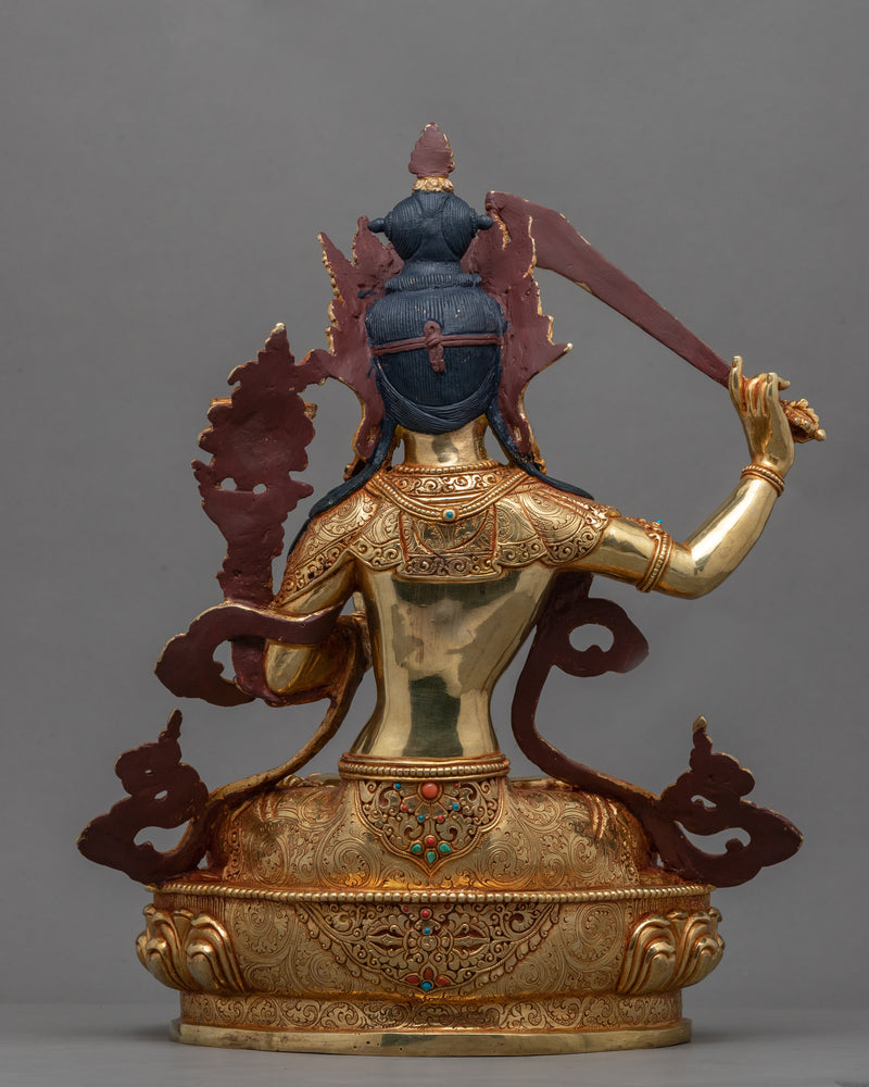 Gold-Gilded Statue For Praise To Manjushri | Buddhist Bodhisattva Of W