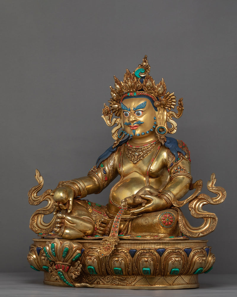 Yellow Dzambhala Mantra Practice Statue | Himalayan Art Style Tibetan Wealth Deity