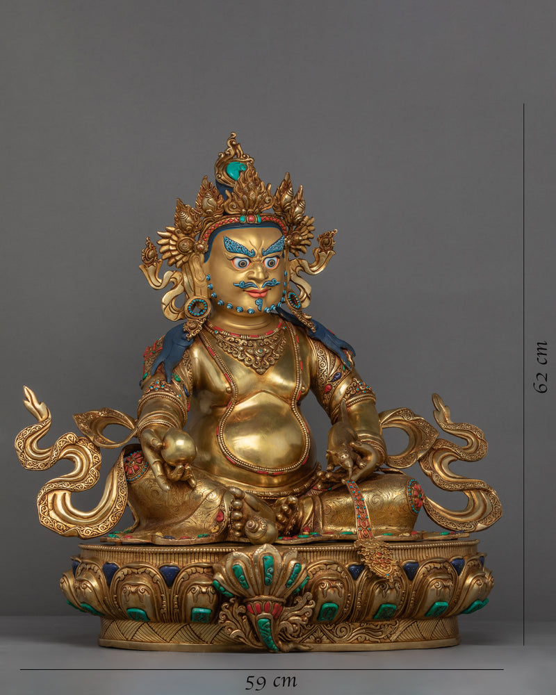 Yellow Dzambhala Mantra Practice Statue | Himalayan Art Style Tibetan Wealth Deity