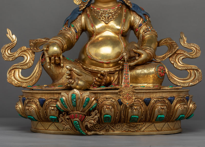 Yellow Dzambhala Mantra Practice Statue | Himalayan Art Style Tibetan Wealth Deity