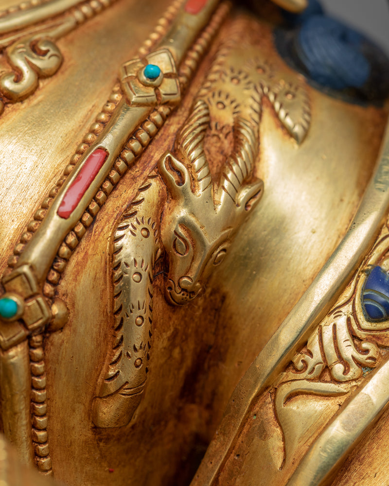 Gold-Gilded Statue For Chenrezig Mantra Tibetan Practice | Traditional Tibetan Art