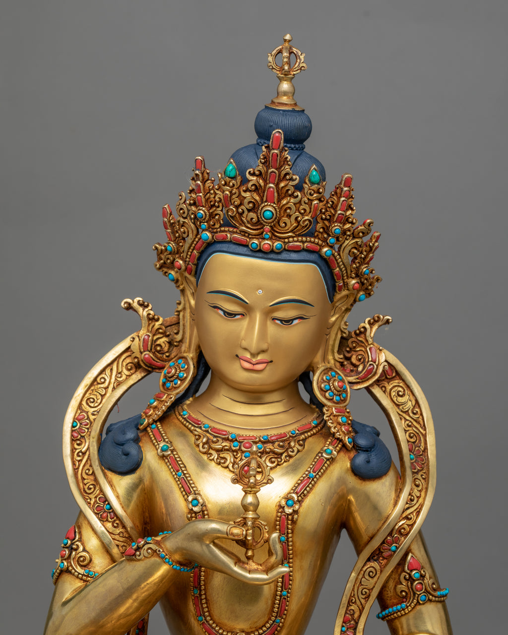 Large Gold Statue For Vajrasattva Visualization | 24K Gold Hand-Carved