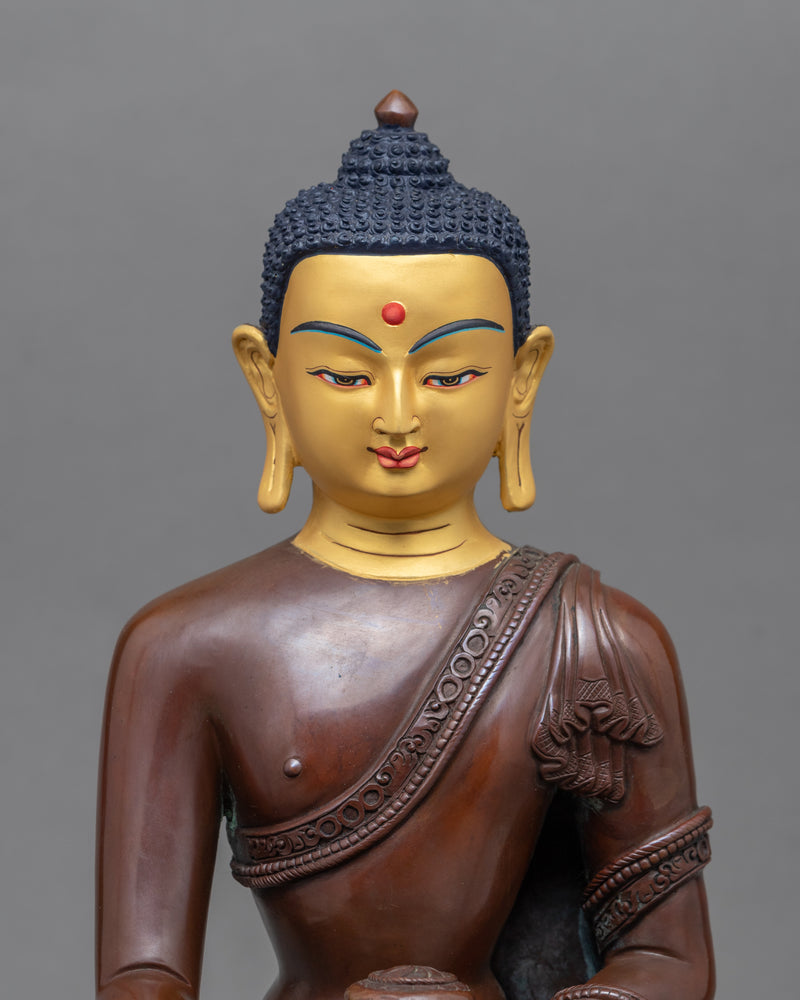 Copper Buddha Shakyamuni Statue | Oxidized Copper Body Artwork Of Buddhist Deity