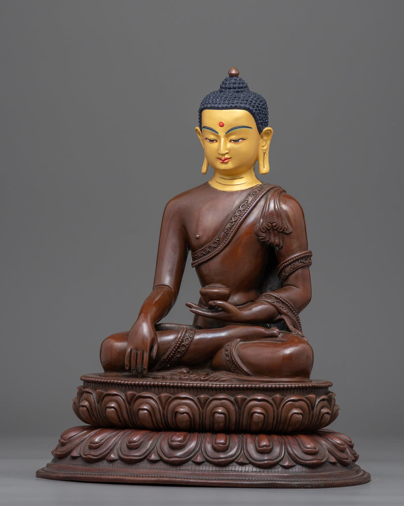 Copper Buddha Shakyamuni Statue | Oxidized Copper Body Artwork Of Buddhist Deity