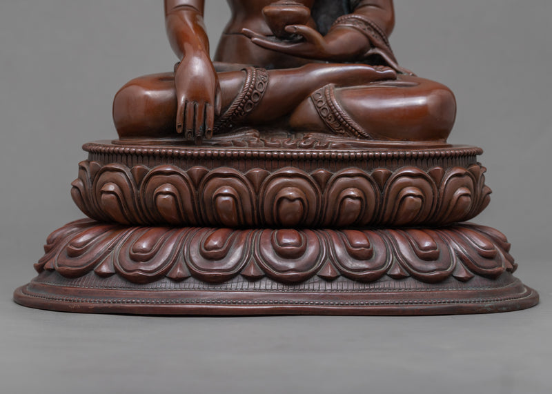 Copper Buddha Shakyamuni Statue | Oxidized Copper Body Artwork Of Buddhist Deity