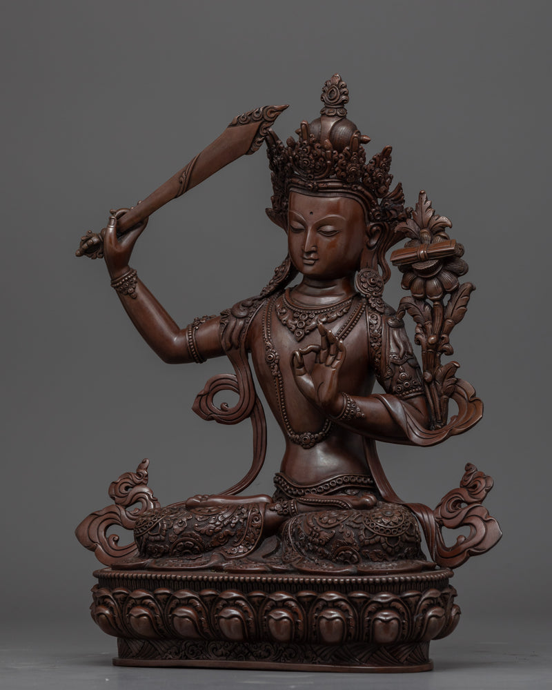 Manjushri Empowerment Sculpture | Tibetan Bodhisattva Of Wisdom Copper Statue