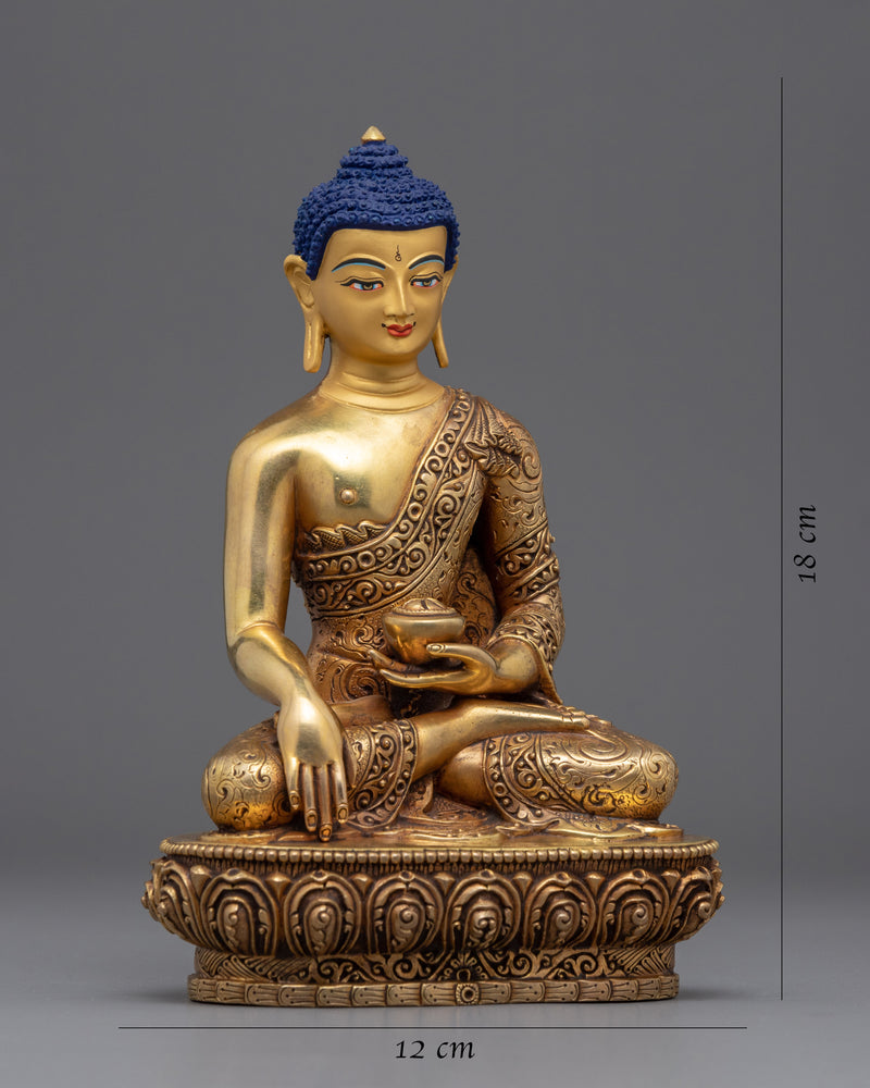 Shakyamuni Buddha Hand Mudra Practice Statue | Gold-Plated Himalayan Artwork