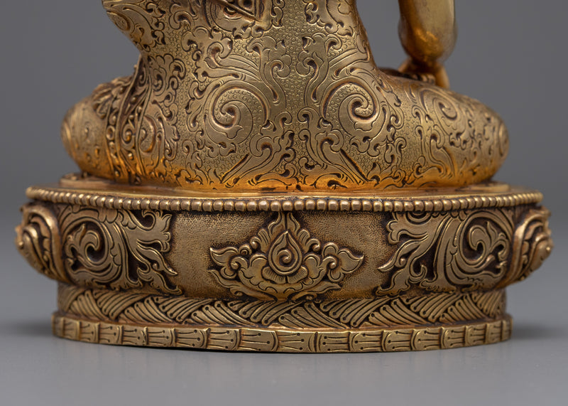 Shakyamuni Buddha Hand Mudra Practice Statue | Gold-Plated Himalayan Artwork