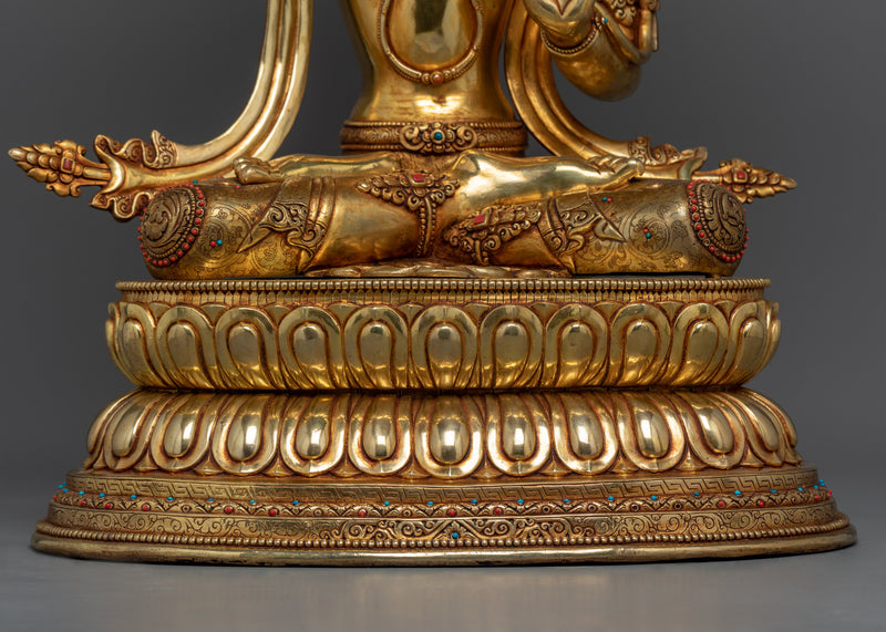 Manjushri Buddhism Sculpture | Traditional Tibetan Bodhisattva Of Compassion Statue