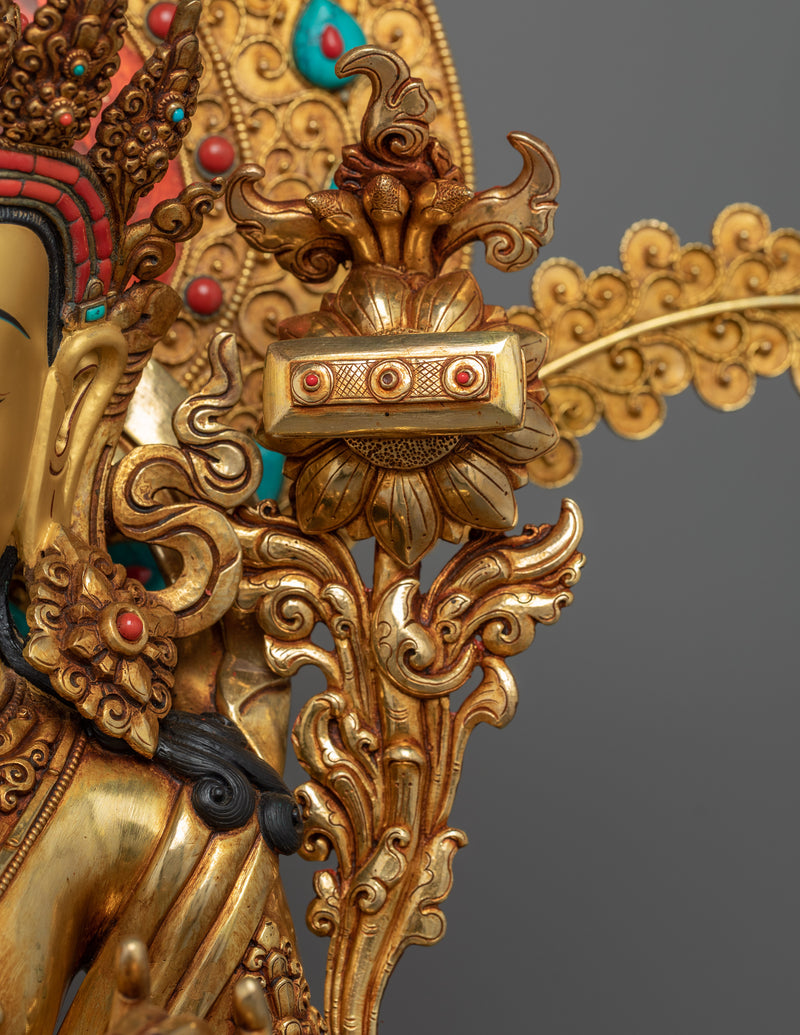 Manjushri Buddhism Sculpture | Traditional Tibetan Bodhisattva Of Compassion Statue