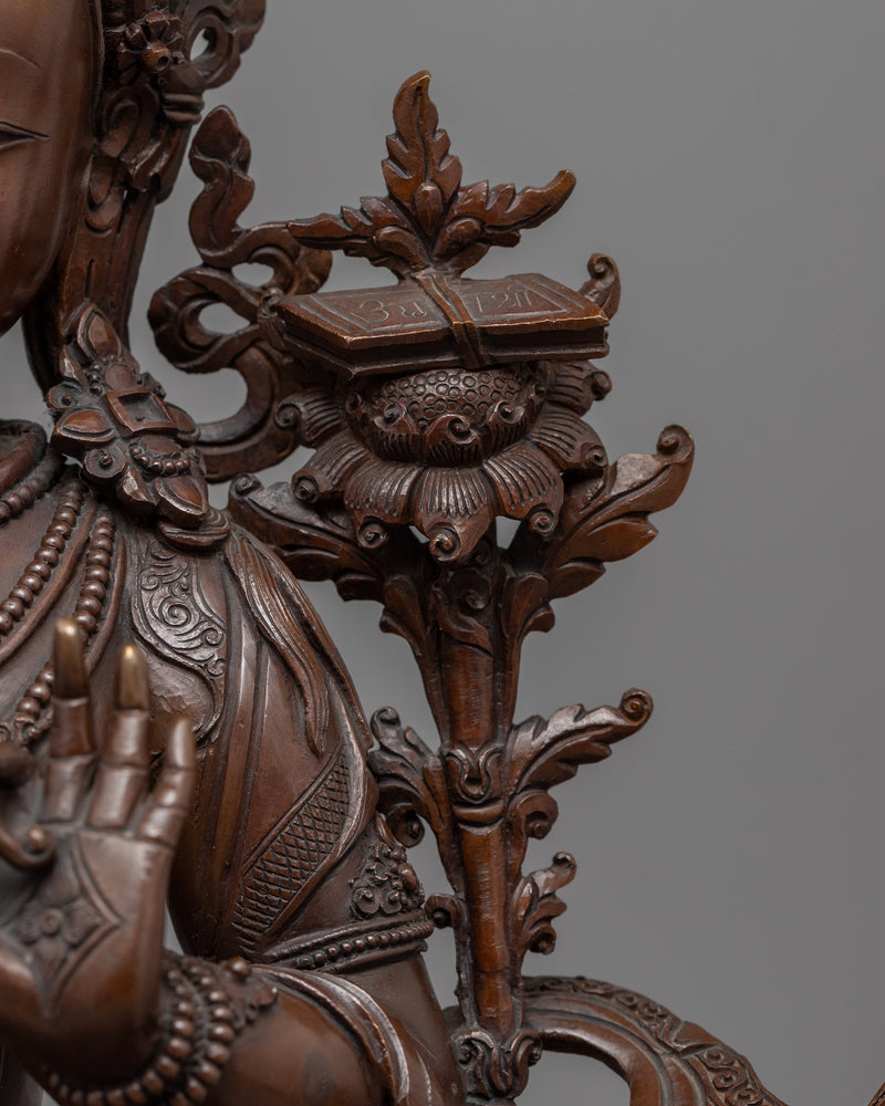 Manjushri Buddha Mantra Sculpture | Tibetan Bodhisattva Of Compassion Figurine