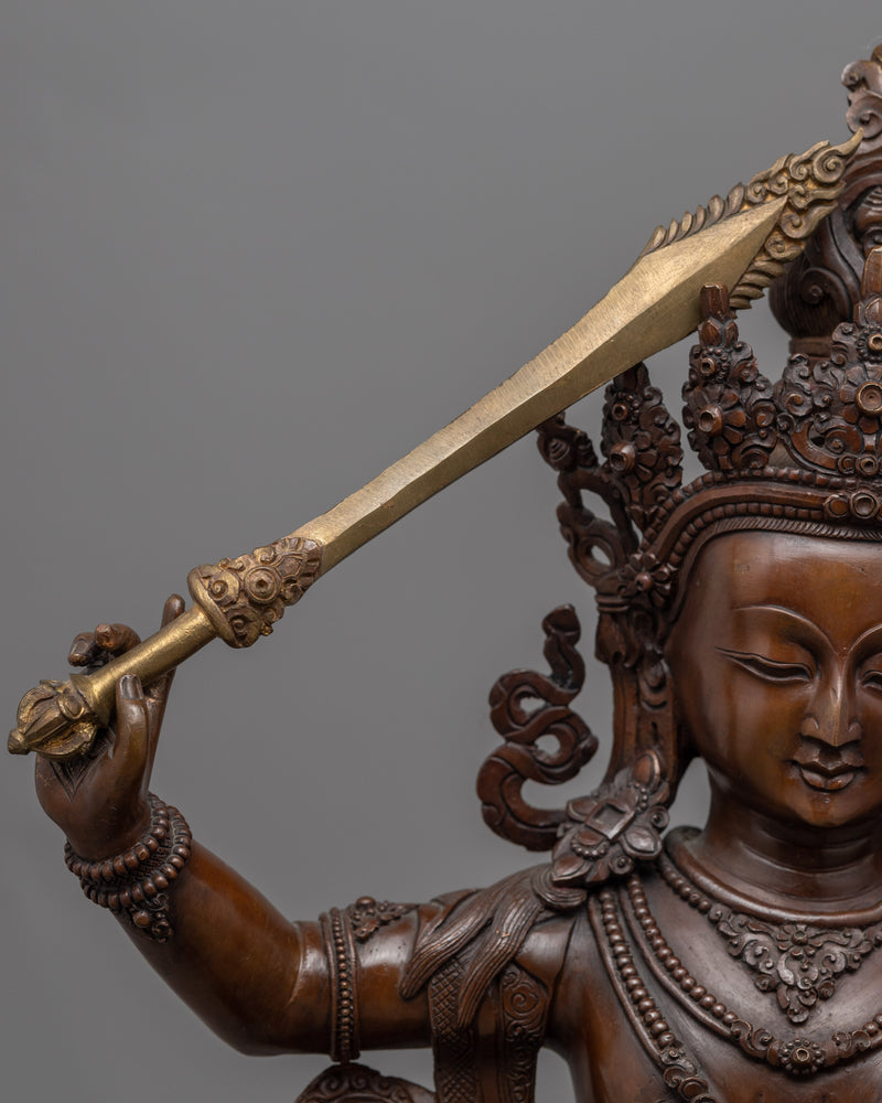 Manjushri Buddha Mantra Sculpture | Tibetan Bodhisattva Of Compassion Figurine