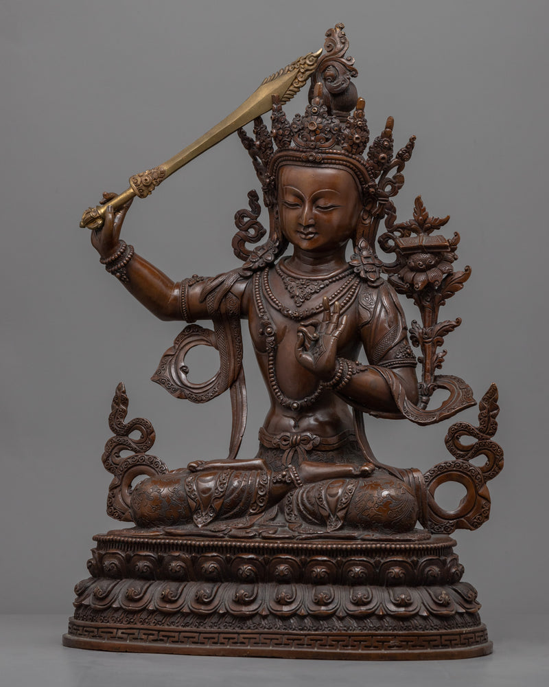 Manjushri Buddha Mantra Sculpture | Tibetan Bodhisattva Of Compassion Figurine