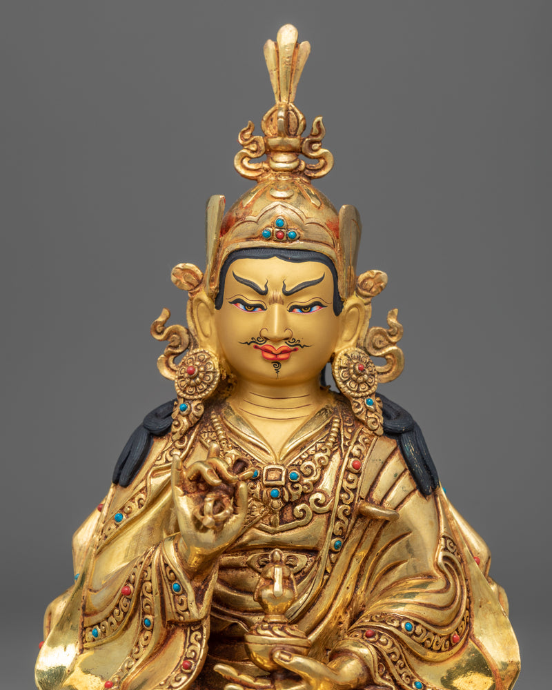 Guru Rinpoche Puja Statue | Gold-Gilded Himalayan Artwork